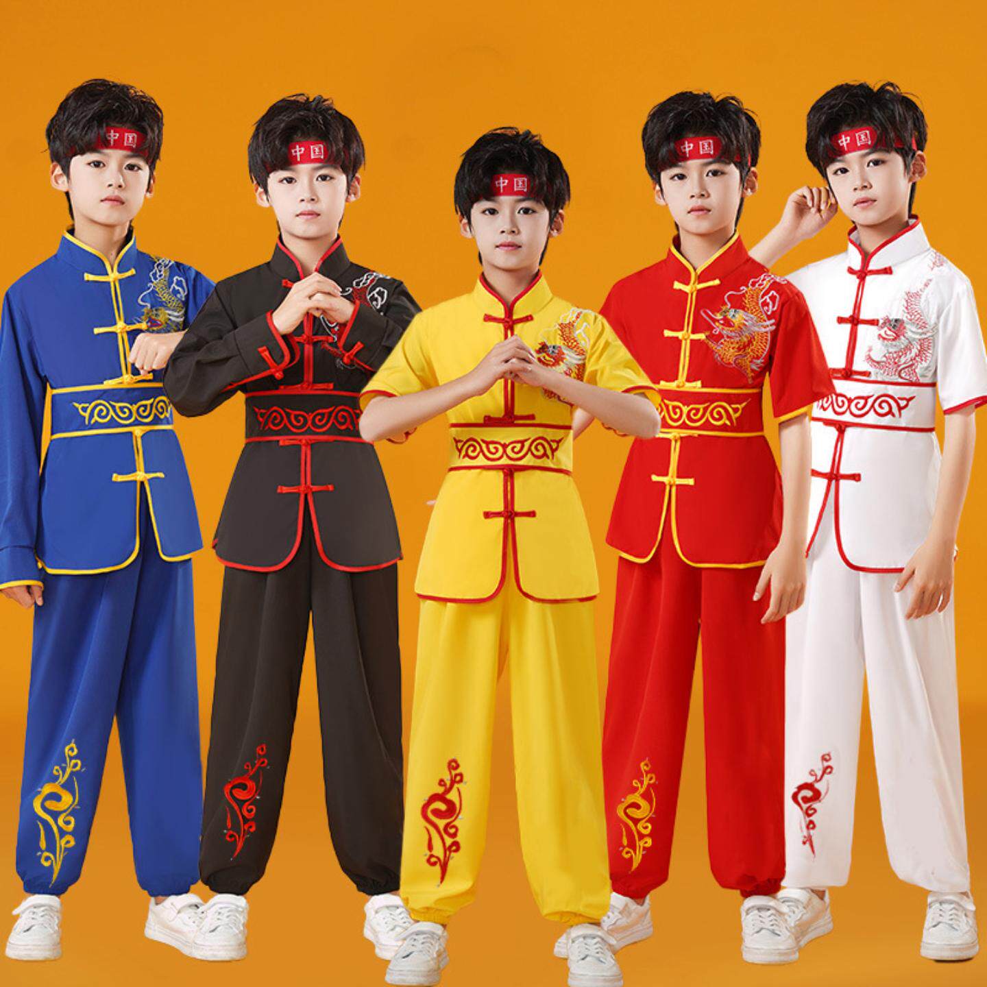 儿童武术表演服中国功夫绣龙