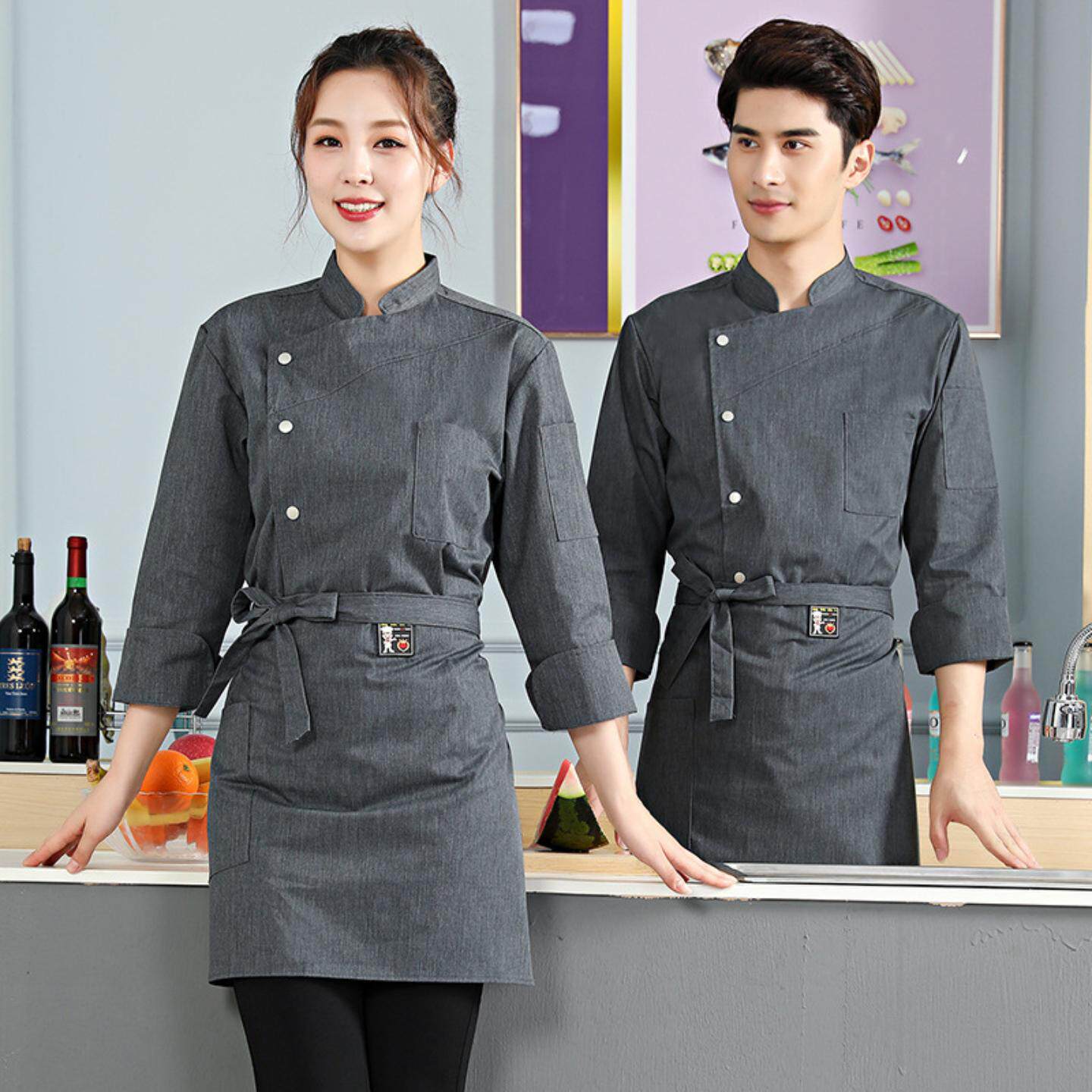 酒店厨师工作服男女长袖短袖
