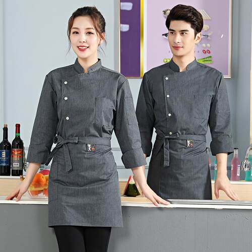 酒店厨师工作服男女长袖短袖