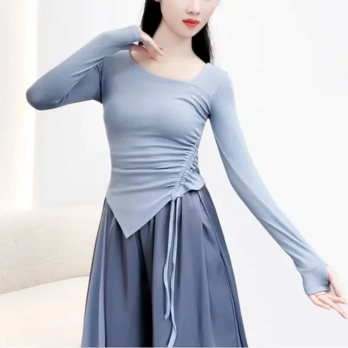 套指长袖修身抽绳舞蹈服女古典舞