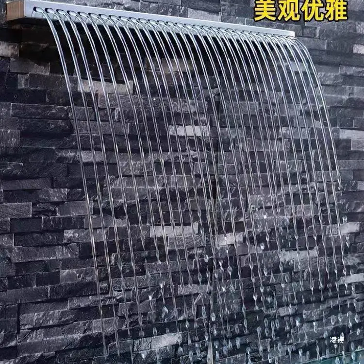 线性流水墙幕墙别墅庭院假山水景水幕鱼池瀑布造景出水口不锈钢,家居饰品,落地摆件,淘宝优惠券,粉丝福利购,淘宝优惠卷
