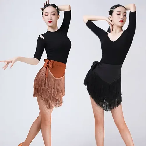 拉丁舞围裙女流苏裙新款成人
