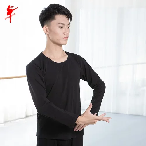 舞蹈服薄棉男士长袖上衣练功成人