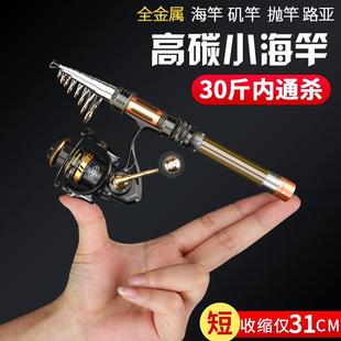 碳素超硬远投短海杆钢笔甩杆套装 超短节迷你小海竿小抛竿全套新款