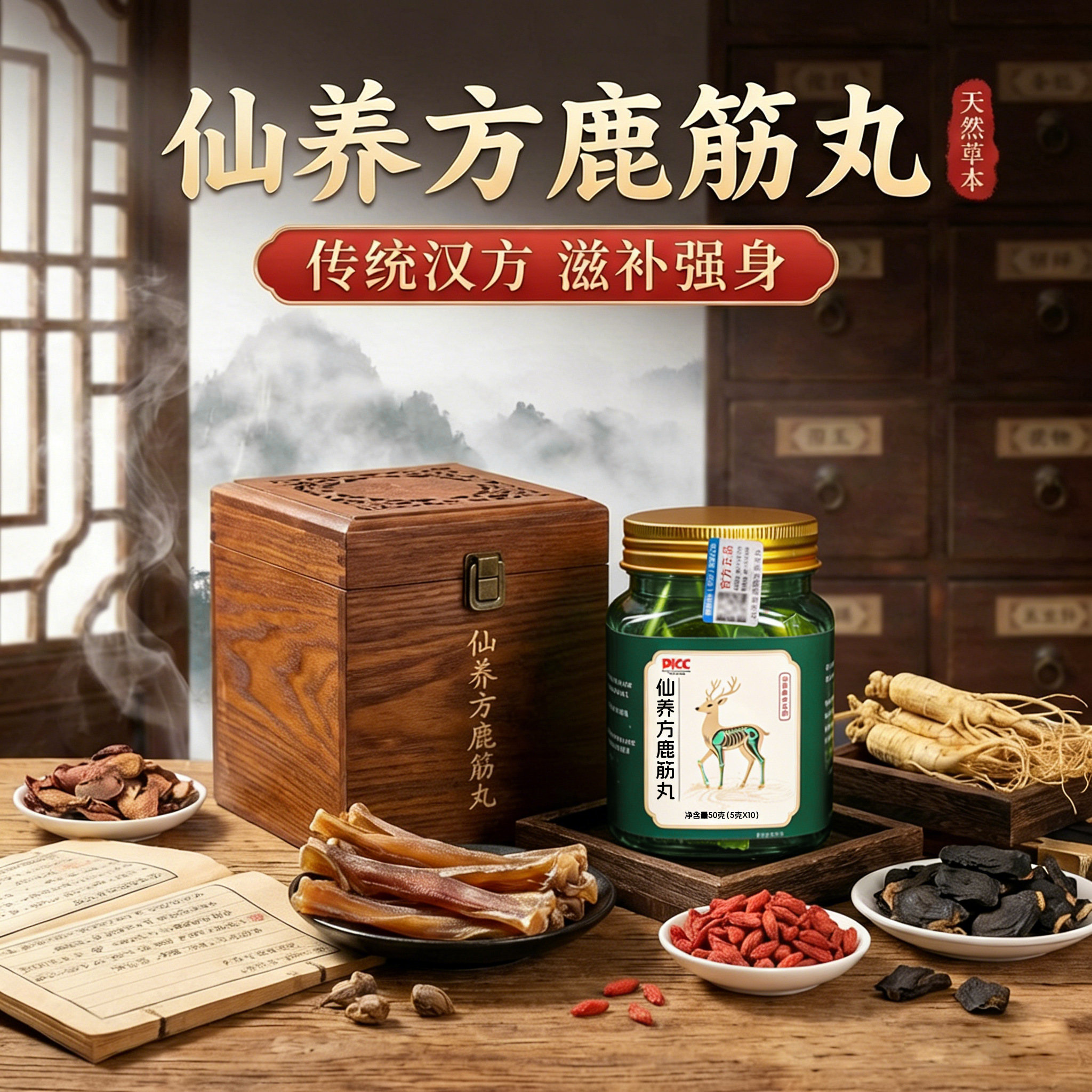 仙养方鹿筋丸古法蜜丸道地选材双阳鹿乡梅花鹿鹿筋官方旗舰店正品
