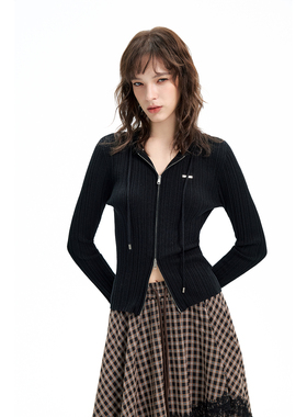 【商场同款】DI.AD 25年秋双开修身针织开衫女连帽上衣DC533327M0
