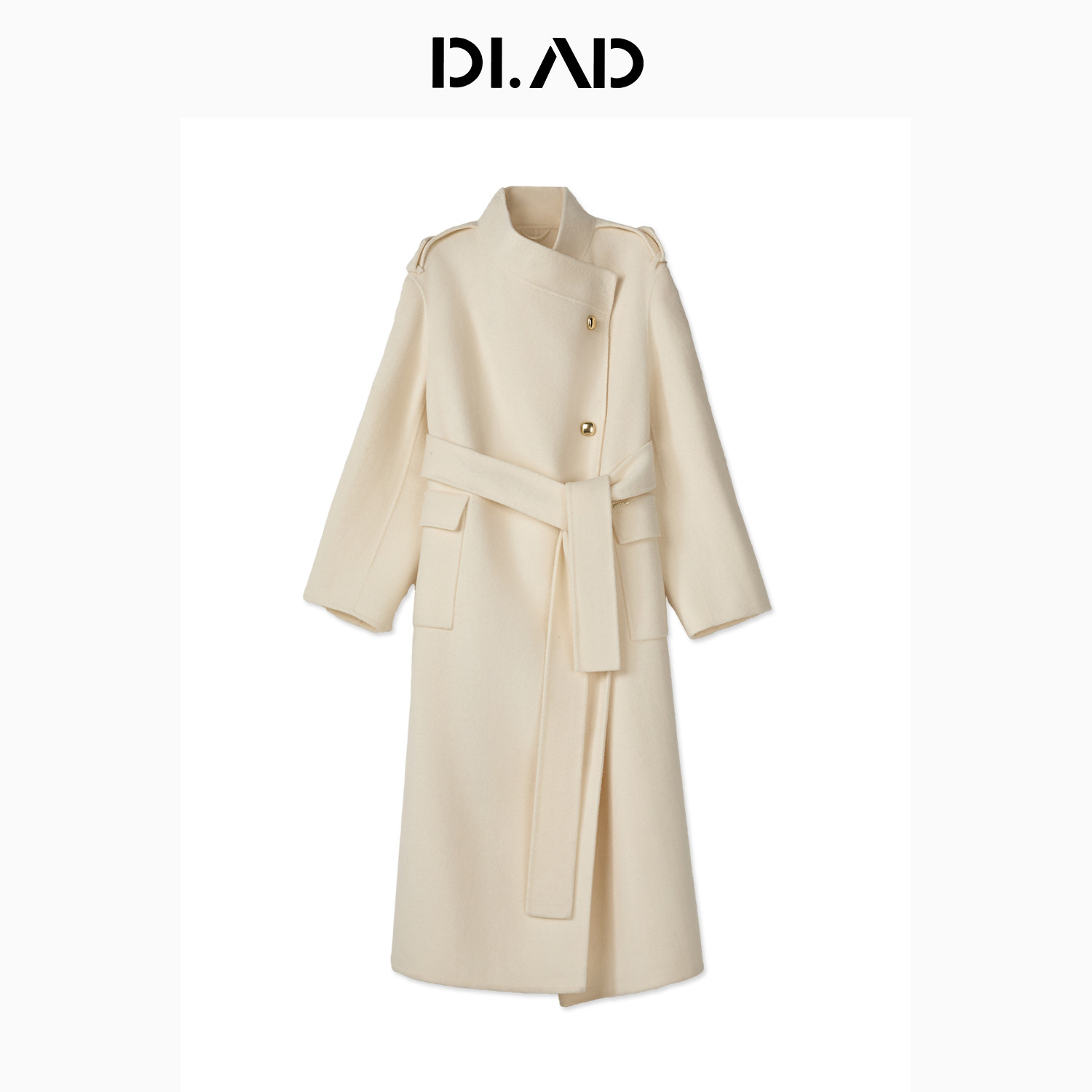 DI.AD 羊毛大衣女款2025新款白色设计感独特宽松气质长款毛呢外套