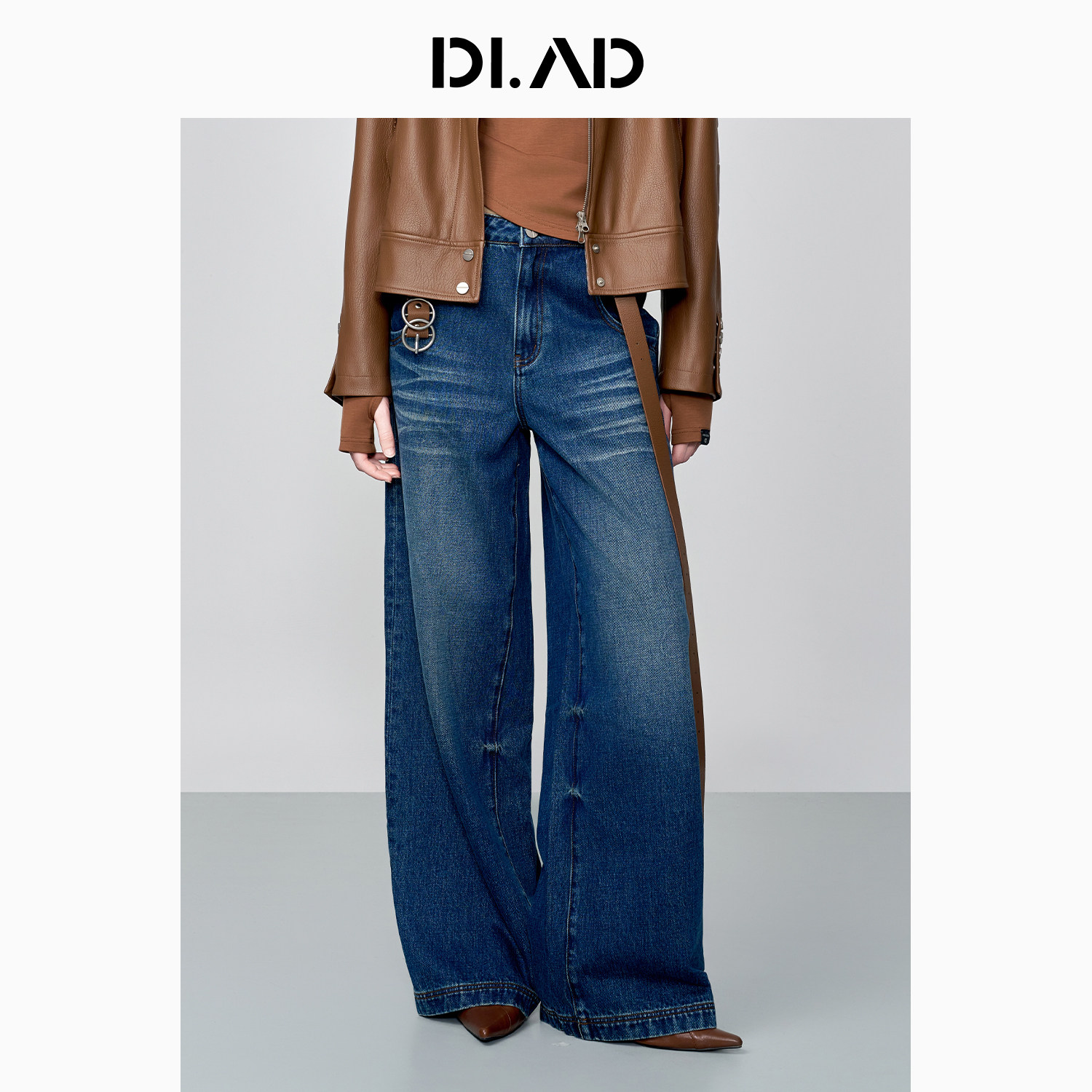 DI.AD25冬新款全棉牛仔裤时尚轻奢设计感女士裤子