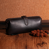 鹿师傅手工真皮牛皮核桃手串文玩男士 收纳包随身收纳袋高端小包