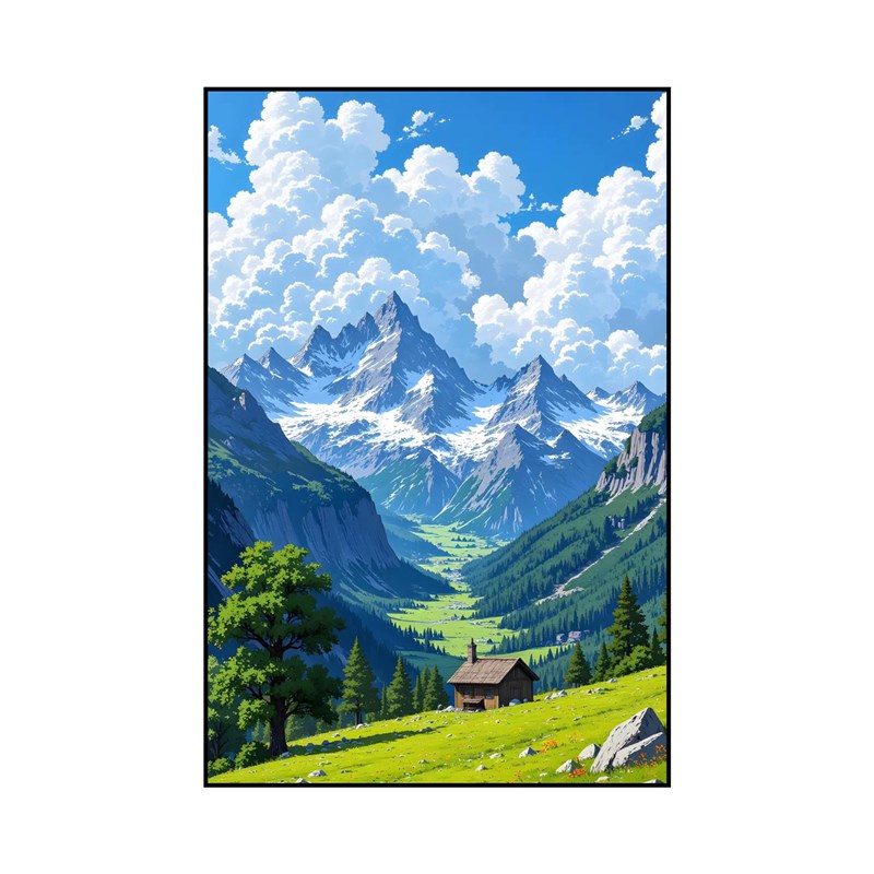 治愈系风景玄关挂画宫崎骏新款北欧简约自然风格装饰画客厅床头画