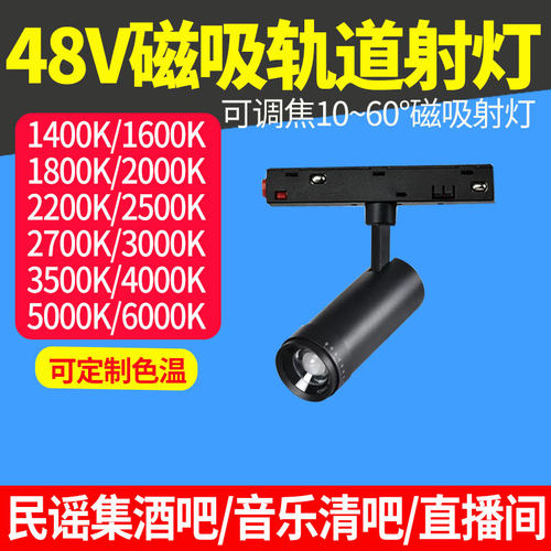 48V磁吸轨道灯10~60调焦定制色温