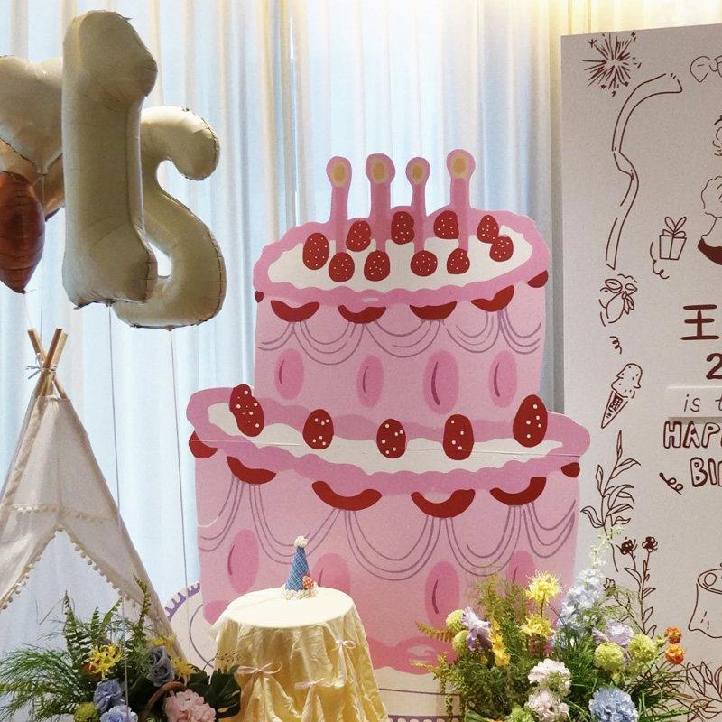 生日场景布置女孩男孩周岁氛围蛋糕立牌kt板背景装饰ins拍照道具