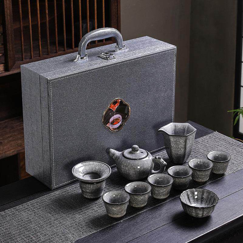 黑冰功夫茶具套组整套高端冰花西施壶冰裂釉茶具遇水化冰陶瓷家用