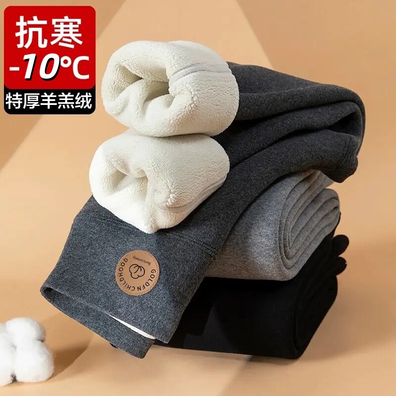 女童打底裤冬季加厚加绒高腰2025新款女宝外穿一体羊羔绒保暖裤子