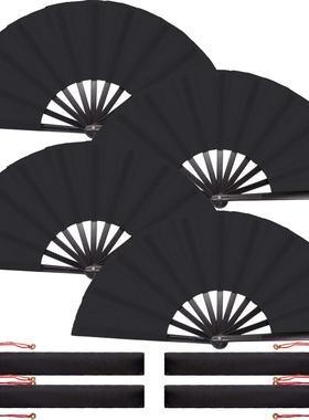 有现货 黑色响扇 纯黑色功夫扇一尺 33CM 有2种扇套可选择