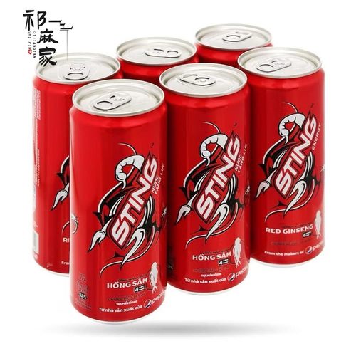 越南STING dau Thai 草莓味汽水饮料320ml罐装好喝
