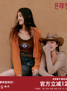 曼诺比菲商场同款秋季镂空落肩宽松连帽开衫外套女MFBM131016