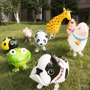网红爆品会走路气球混批摆摊地摊热销动物散步充气卡通走地猪