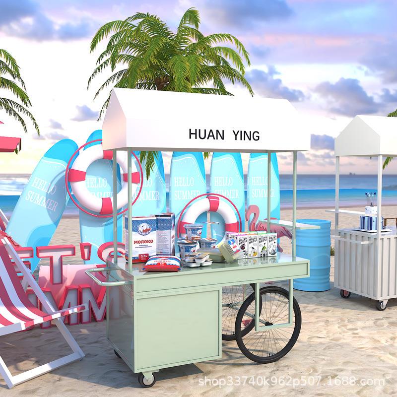 户外摆摊车网红小吃车地摊车移动活动棚商业街摆摊架展示架花车