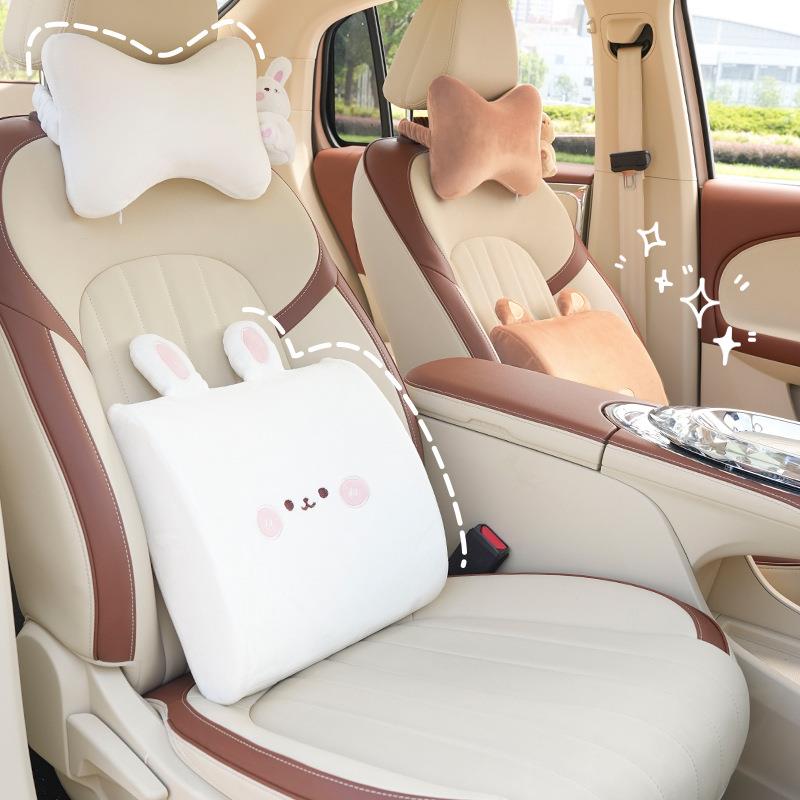 汽车头枕护颈枕 可爱卡通记忆棉柔软座椅靠枕 冬季保暖汽车腰靠女