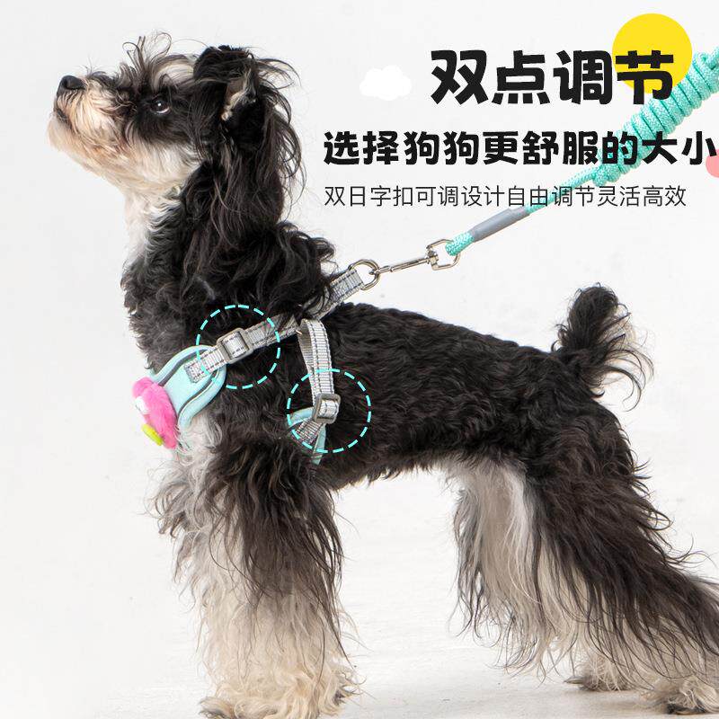 宠物用品透气胸背中小型犬背心式胸背带狗狗牵引绳可伸缩调节式