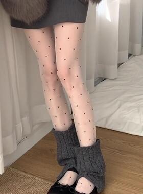 春夏新款黑色波点丝袜薄款防勾丝打底黑丝性感纯欲jk圆点连裤袜女