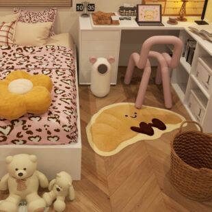 牛角包地毯女孩卧室毛绒床边毯子飘窗垫家门口仿羊绒耐脏吸水防滑