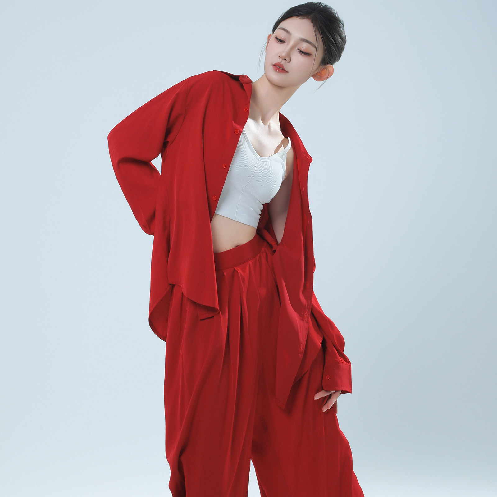朵棠现代舞蹈服日常可穿宽松衬衫跳舞衬衣垂感飘逸艺考表演服上衣图片