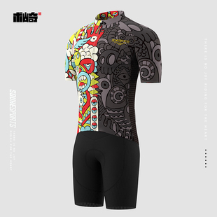 背带短裤 术崎夏季 上衣短袖 透气骑行服套装 自行车公路车顽潮 新款