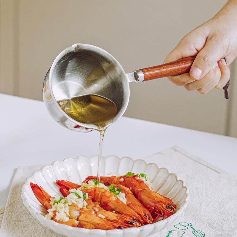 304不锈钢泼油小锅小油锅铁锅迷你炸烧浇长柄勺炝油淋油热油健康