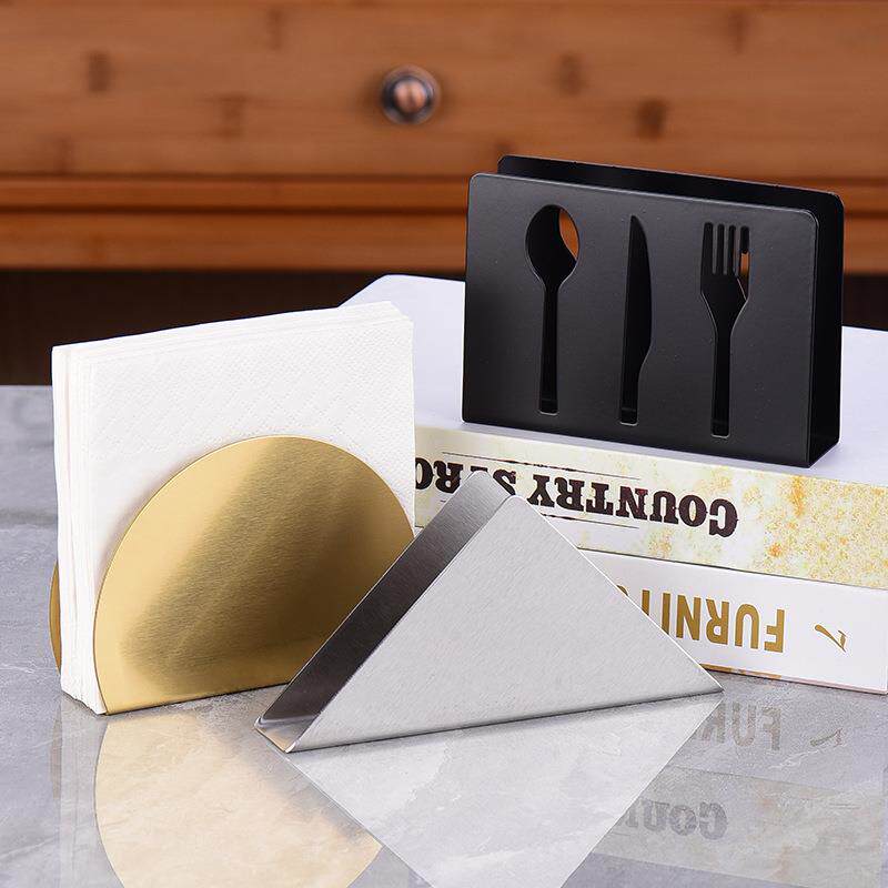 简约轻奢餐巾架纸巾架酒店餐厅咖啡厅休闲清吧方形纸巾收纳架