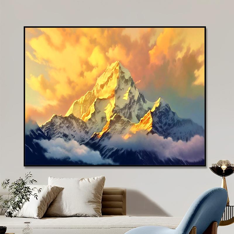 厂家直供【子艺】diy数字油画梅里雪山客厅风景大尺寸装饰油彩画