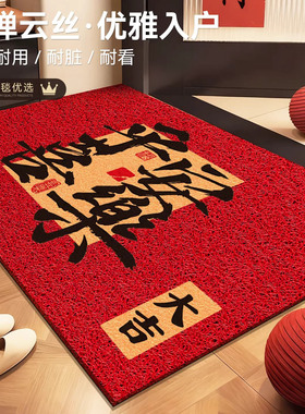 德国红色入户门家用脚踏垫喜庆除尘地毯2026新款丝圈脚垫门口玄关