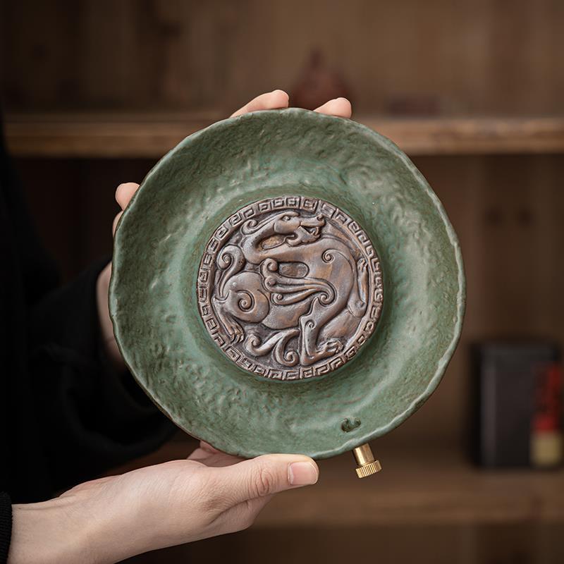 粗陶壶承壶垫家用干泡小号茶盘日式养壶托盘储水式茶台底座储水式