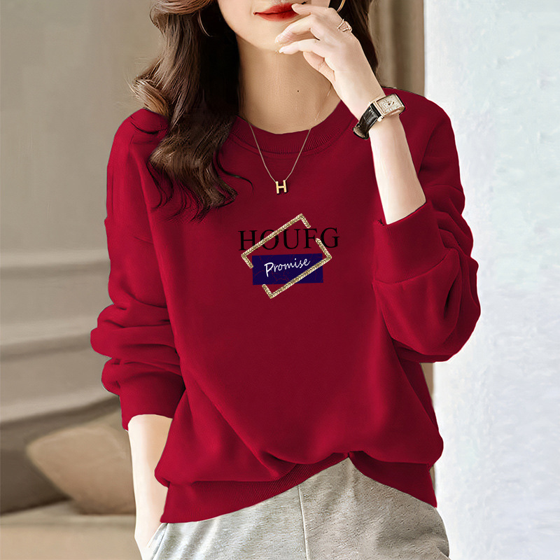 中年卫衣女宽松大码减龄中年妈妈百搭洋气遮肚子印花上衣秋冬外套