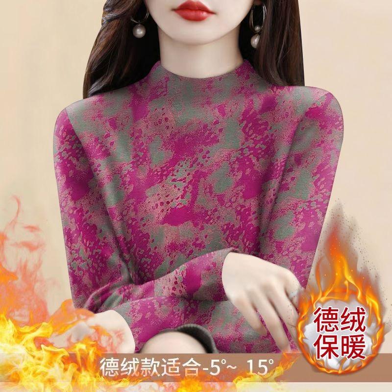 清仓外贸妈妈中老年加绒加厚打底衫长袖T恤时尚宽松显瘦遮女上衣