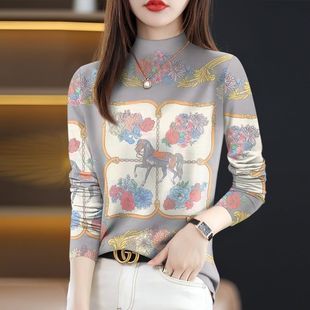宽松显瘦遮肉上衣 T恤时尚 清仓外贸妈妈中老年加绒加厚打底衫 长袖