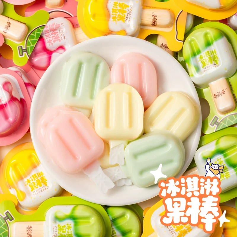 春雅源冰淇淋果棒果味型果冻柠檬哈密瓜白桃味独立包装多口味零食