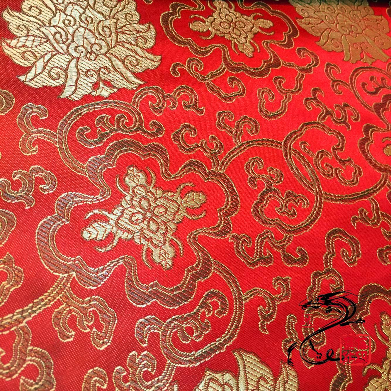 90尼龙富贵花织锦缎布料艾灸衣坐垫抱枕锦缎布包装丝绸绸缎面料