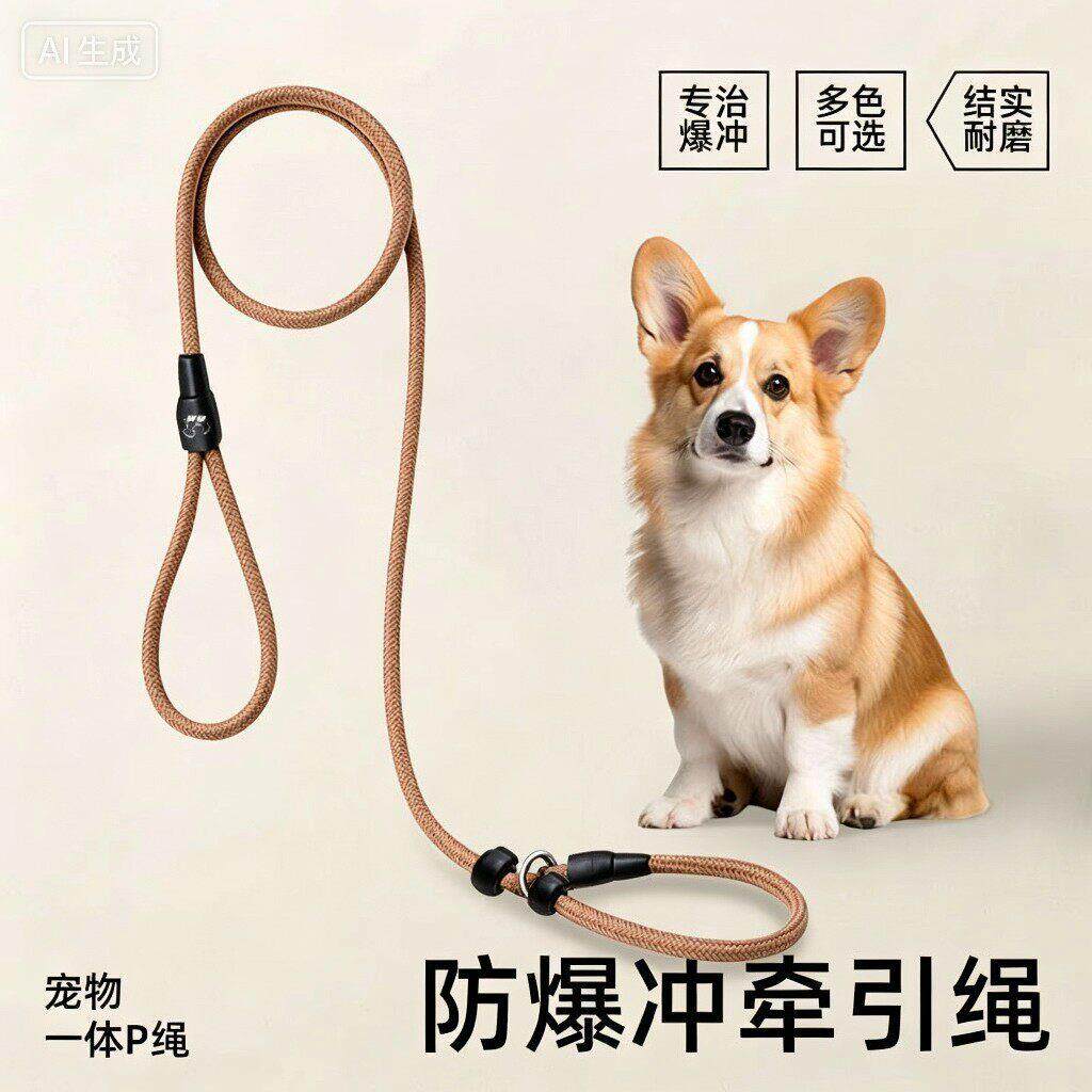跨境 无泡棉手柄 防咬防爆冲纯手制作小型犬p绳牵引绳防爆冲超细