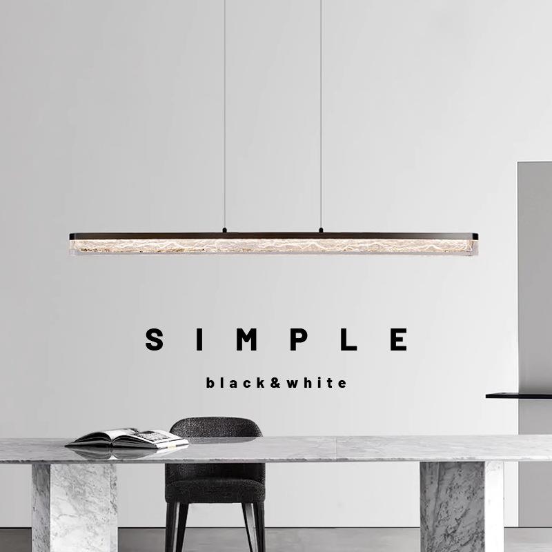 意式极简餐厅吊灯现代简约吧台创意护眼餐桌设计师高端一字长条灯