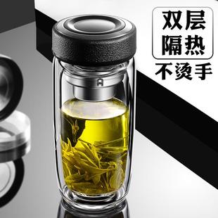 BB4C双层加厚玻璃杯耐高温便携鹅蛋杯家用茶水分离泡茶杯