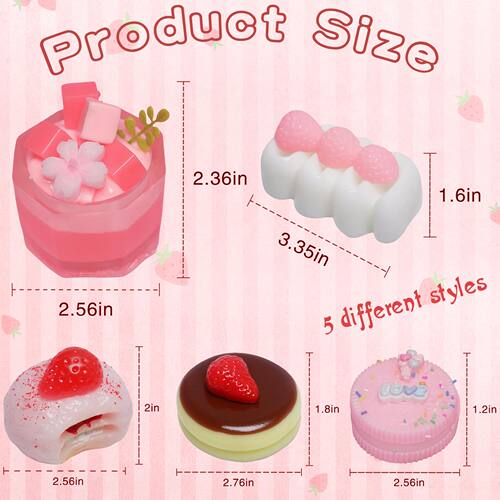 5pcs Handmade Taba Squishies Toy逼真饼干捏捏柔软解压玩具礼物