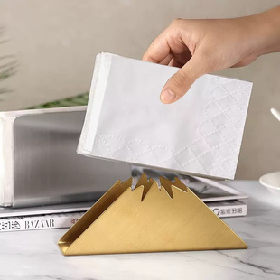 金色立式山形不锈钢纸巾架纸巾盒酒店KTV咖啡厅餐厅餐桌定制LOGO