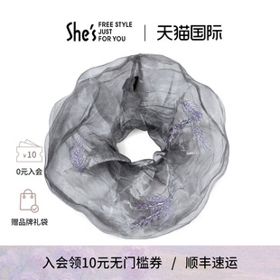 shes茜高拾光刺绣麦穗大肠马尾发圈高级感盘发绳头绳头饰女