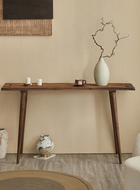 Hinice 侘寂风原木复古现代简约实木条案入户靠墙供桌禅意玄关桌