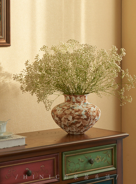 Hinice 手办原创设计样板间软装花艺陶瓷摆件日式做旧复古花瓶
