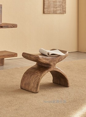 Hinice侘寂风实木换鞋凳小凳子创意民宿家用复古入户玄关门口椅子