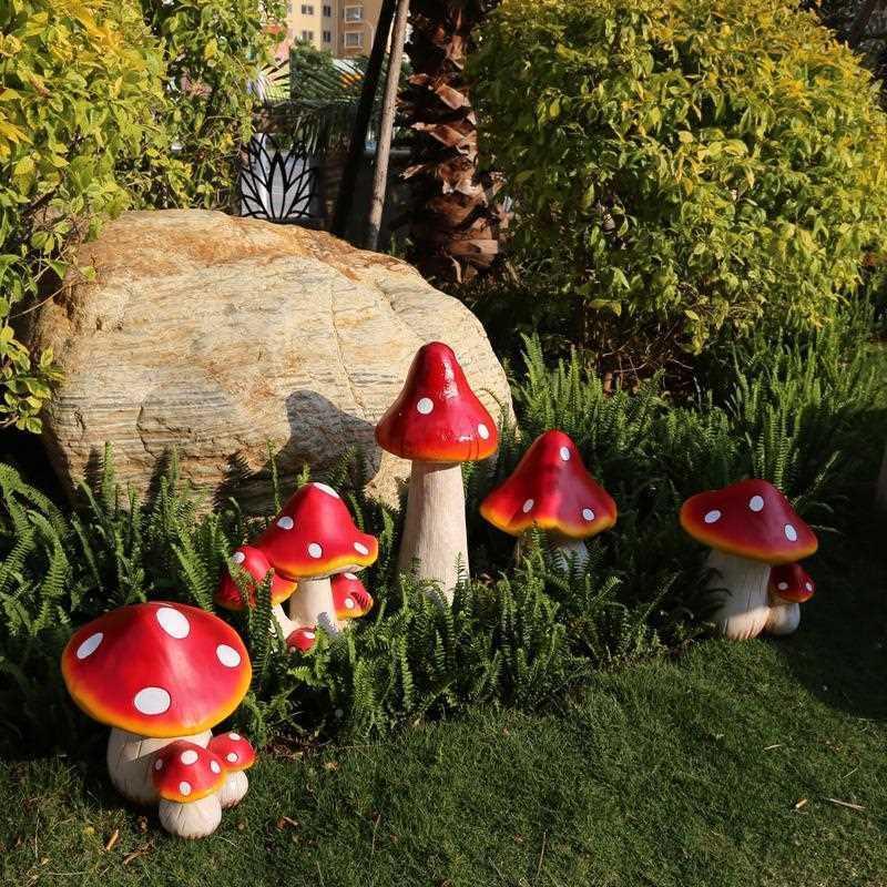 花园植摆庭院户10188外园艺森系婚庆玻钢仿真蘑菇雕塑草坪物摆件