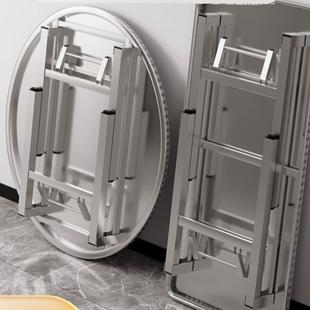 特厚不锈钢折叠烧烤餐桌商用简约吃饭家用圆桌户外摆地摊长方桌子